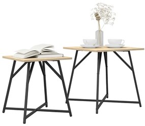 vidaXL Σετ βοηθητικά τραπεζάκια 2 pcs Βελανιδιά Σονομά και Μαύρο