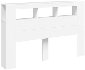 vidaXL Κεφαλάρι Κρεβατιού με LED Λευκό 160x18,5x103,5 εκ Επεξεργ. Ξύλο