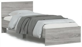 vidaXL Πλαίσιο Κρεβατιού με Κεφαλάρι και LED Γκρι sonoma 90 x 200 εκ.
