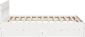vidaXL Σκελετός Κρεβ. Χωρίς Στρώμα Λευκό 200x200 εκ Μασίφ Πεύκο