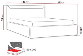 Κρεβάτι Pomona 100, Μονόκλινο, Γκρι, 120x200, Ταπισερί, Τάβλες για Κρεβάτι, 140x223x93cm, 106 kg | Epipla1.gr