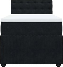 vidaXL Κρεβάτι Boxspring με Στρώμα Μαύρο 80 x 200 εκ. Βελούδινο