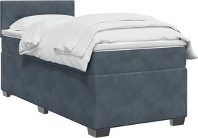 vidaXL Κρεβάτι Box Spring με Στρώμα και LED Σκούρο Γκρι 90 x 190 cm