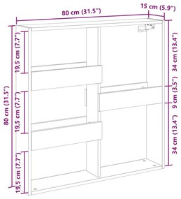 Ντουλάπι Τοίχου Αρτισιανή Δρυς 80x15x80 εκ. Επεξεργασμένο Ξύλο - Καφέ