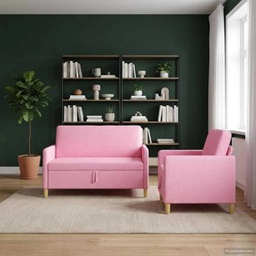 vidaXL Σαλονάκι Σετ Με Αποθηκευτικό Χώρο 2 pcs Ροζ Πολυεστέρας
