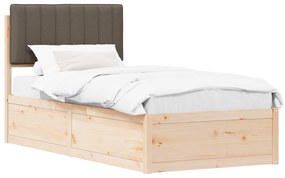 vidaXL Σκελετός Κρεβατιού με Επενδεδυμένο Κεφαλάρι Taupe 90 x 190 cm