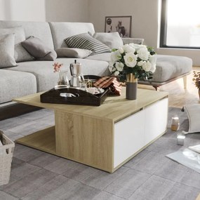 vidaXL Τραπεζάκι Σαλονιού Λευκό/Sonoma Δρυς 80x80x31 εκ. Επεξ. Ξύλο