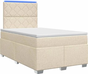 vidaXL Κρεβάτι box spring με στρώμα Κρεμ 120 x 200 cm Ύφασμα
