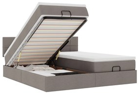 vidaXL Οθωμανικό κρεβάτι με στρώματα Taupe 160x200cm ύφασμα