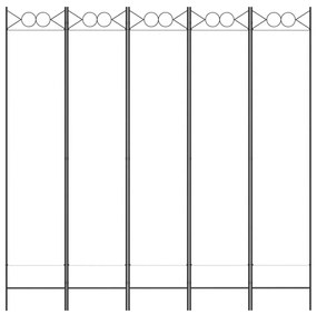 Διαχωριστικό Δωματίου με 5 Πάνελ Λευκό 200x200 εκ. από Ύφασμα - Λευκό