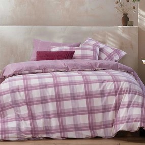 Φανελένια Σεντόνια Υπέρδιπλα (Σετ) Nef-Nef Homeware Flannel Charlie Rose Ροζ ΧΩΡΙΣ ΛΑΣΤΙΧΟ 240x260