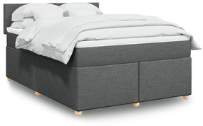 vidaXL Κρεβάτι Boxspring με Στρώμα Σκούρο Γκρι 160x200 εκ Υφασμάτινο