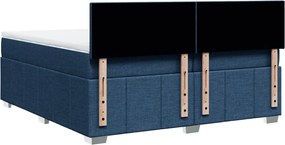 vidaXL Κρεβάτι Boxspring με Στρώμα Μπλε 200x200 εκ. Υφασμάτινο