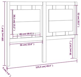 vidaXL Κεφαλάρι Κρεβατιού Μελί 125,5 x 4 x 100 εκ. Μασίφ Ξύλο Πεύκου