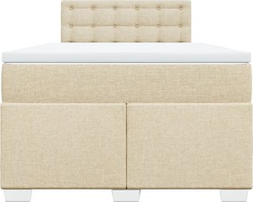 vidaXL Κρεβάτι Boxspring με Στρώμα Κρεμ 120x200 εκ. Υφασμάτινο