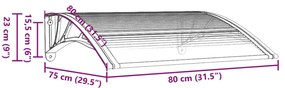 vidaXL Στέγαστρο Πόρτας Γκρι & Διαφανές 80 x 75 εκ. από Πολυκαρβονικό