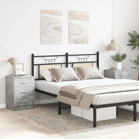 vidaXL Κομοδίνα 2 τεμ. Γκρι Σκυροδέματος 38x35x56 εκ. από Επεξ. Ξύλο