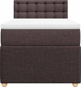 vidaXL Κρεβάτι Boxspring με Στρώμα Σκούρο Καφέ 100x200 εκ. Υφασμάτινο