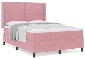 vidaXL κρεβάτι box spring με στρώμα  Ροζ 160x200 εκ Βελούδινο