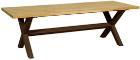 Αγαλβάνιστο Μεταλλικό Παραλληλόγραμο Τραπέζι Με Ξύλο Οξυάς 85-95 x 230 x 72cm