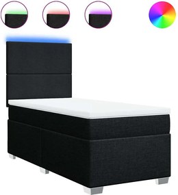 vidaXL Κρεβάτι Boxspring με Στρώμα Μαύρο 80 x 200 εκ. Υφασμάτινο