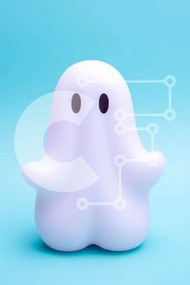 Intra Συλλεκτικό Ξύλινο Παζλ Plywood 4mm - Λευκό παιχνίδι φάντασμα σε μπλε φόντο Σε Ξύλινο Κουτί - Διαστάσεις: 10x10 cm – 25 κομμάτια