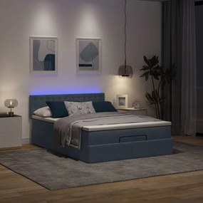vidaXL Οθωμανικό κρεβάτι με στρώμα & LEDs Σκούρο γκρι 140x200cm Velvet