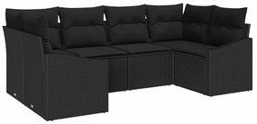 vidaXL Σετ Καναπέ Κήπου 6 pcs Μαύρο Πολυ ράταν