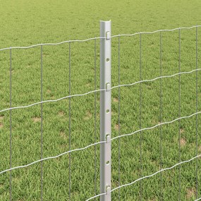 vidaXL Περίφραξη Euro με Στήλη 10 x 0,8 μ Γαλβανισμένος Χάλυβας Ασημί