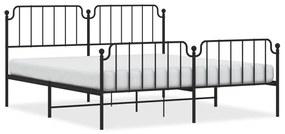 Πλαίσιο Κρεβατιού με Κεφαλάρι/Ποδαρικό Μαύρο 180x200εκ. Μέταλλο - Μαύρο