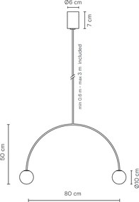 Κρεμαστό Φωτιστικό Riga 80 cm Μαύρο
