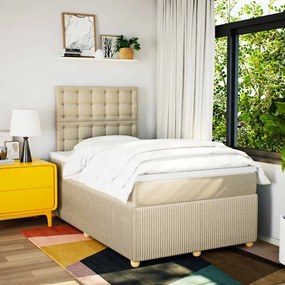 vidaXL Κρεβάτι Boxspring με Στρώμα Κρεμ 120x190 εκ. Υφασμάτινο