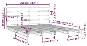 Σκελετός Κρεβ. Χωρίς Στρώμα Λευκό 200x200 εκ Μασίφ Πεύκο - Λευκό