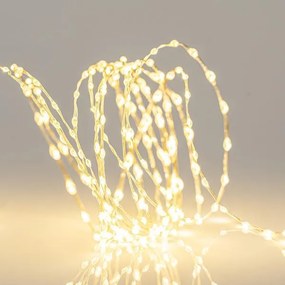 Eurolamp Σειρά 100 Mini LED Θερμό Λευκό 9.9m Σταθερό ΙΡ44 Ασημί Σύρμα 600-07301