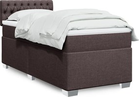 vidaXL Κρεβάτι Boxspring με Στρώμα Σκούρο Καφέ 100x200 εκ. Υφασμάτινο