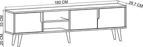 Έπιπλο Τηλεόρασης Sapphire Δρυς / Ανθρακί FLECLAN 180x53x30