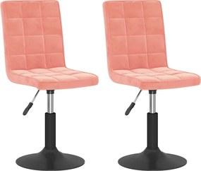 vidaXL Καρέκλες Τραπεζαρίας Περιστρεφόμενες 2 τεμ. Ροζ Βελούδινες