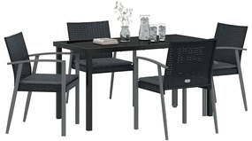vidaXL Σέτ φαγητού για κήπο 5 pcs Μαύρο Πολυ ράταν