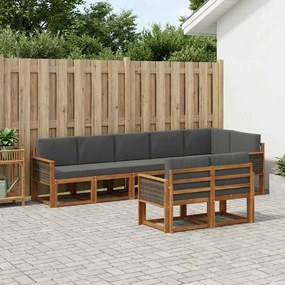 vidaXL Σειρά Καναπέ Εξωτερικού 8 pcs Φυσικό και Ανθρακί Πολυεστέρας