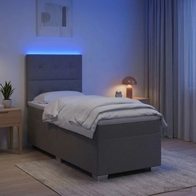 vidaXL Κρεβάτι box spring με στρώμα Ανοιχτό γκρι 100 x 200 cm Ύφασμα