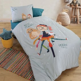 Παπλωματοθήκη Παιδική Girlfriends (Σετ 2τμχ) Aqua Nef-Nef Single 160x220cm 100% Cotton