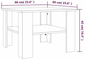 vidaXL Τραπεζάκι Σαλονιού Καφέ Δρυς 60x60x42 εκ. Επεξεργασμένο Ξύλο