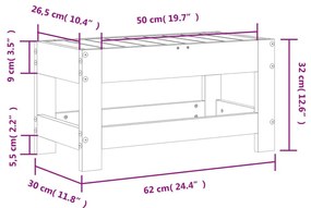 Υποπόδιο Κήπου 62 x 30 x 32 εκ. από Μασίφ Ξύλο Ψευδοτσούγκας - Καφέ