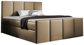 Κρεβάτι continental Baltimore 154, Διπλό, Continental, Καφέ, 160x200, Οικολογικό δέρμα, Τάβλες για Κρεβάτι, 164x213x103cm, 130 kg, Στρώμα: Ναι