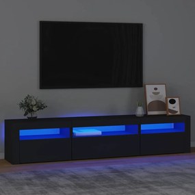 vidaXL Έπιπλο Τηλεόρασης με LED Μαύρο 195x35x40 εκ.