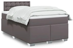 vidaXL Κρεβάτι Boxspring με Στρώμα Γκρι 120x200εκ. από Συνθετικό Δέρμα