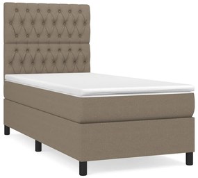 vidaXL Κρεβάτι Boxspring με Στρώμα Taupe 100 x 200 εκ. Υφασμάτινο