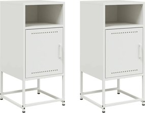 vidaXL Κομοδίνα 2 τεμ. Λευκό 36x39x78 εκ. από Χάλυβα