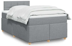 vidaXL Κρεβάτι Boxspring με Στρώμα Ανοιχτό Γκρι 120x190 εκ. Υφασμάτινο