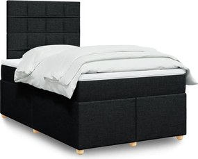 vidaXL Κρεβάτι Boxspring με Στρώμα Μαύρο 120x190 εκ. Υφασμάτινο